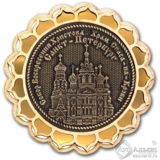Магнит из бересты Санкт-Петербург-Храм Спаса на Крови купола золото